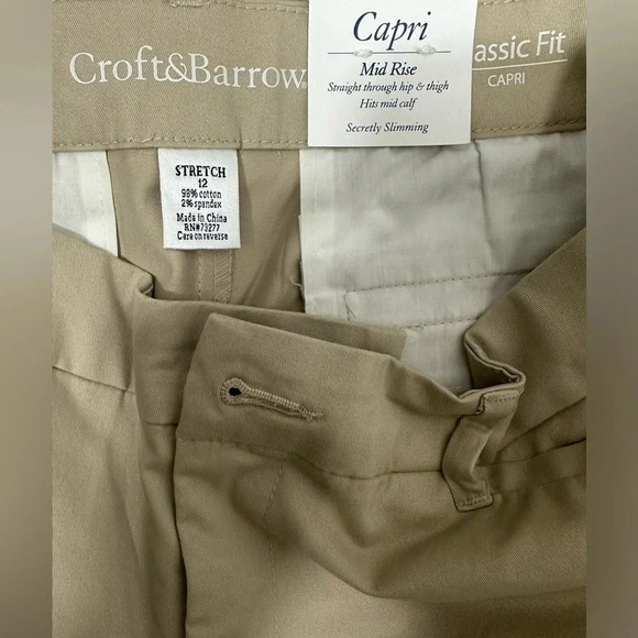 Croft & Barrow Capri Mid-rise Size 12 Secretly Slimming Beige - Picture 5 of 9